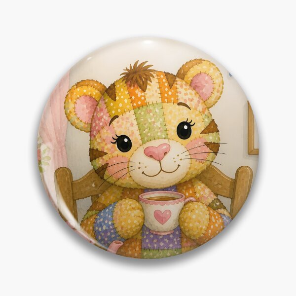 Item preview, Patchwork Tiger Tea Party designed and sold by Shelley Loewnau-Jones Studio.