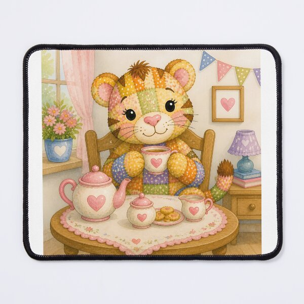 Item preview, Patchwork Tiger Tea Party designed and sold by Shelley Loewnau-Jones Studio.