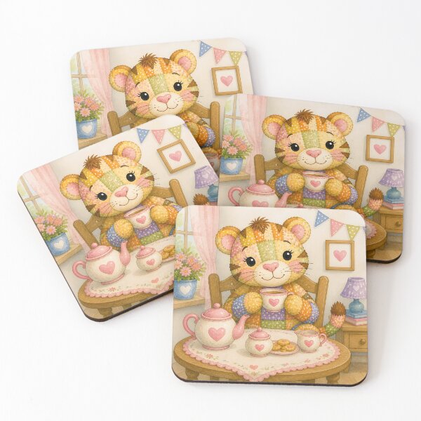 Item preview, Patchwork Tiger Tea Party designed and sold by Shelley Loewnau-Jones Studio.
