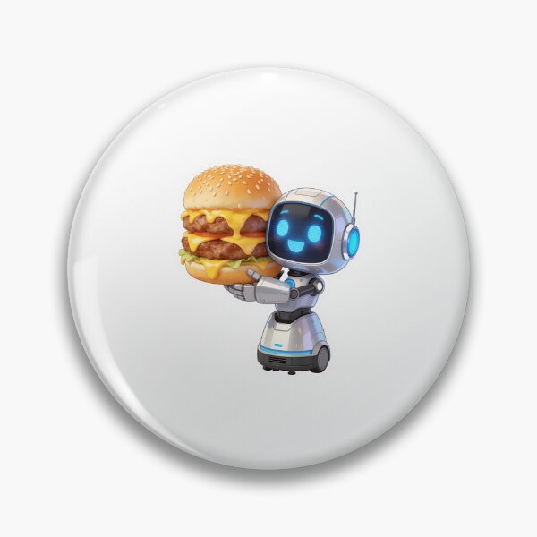 Item preview, Juicy Double Patty Burger – Funny Cartoon Food with Cute Robot designed and sold by OksArtStudio.