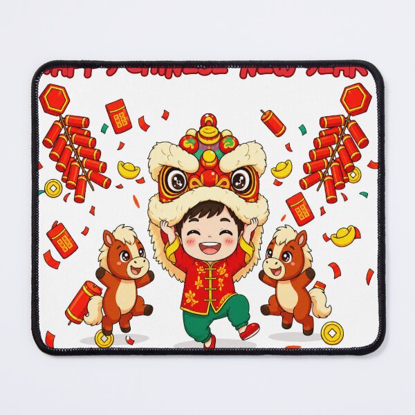Item preview, Happy Chinese New Year Year of the Horse – Cute Chibi Lion Dance Celebration designed and sold by Beeform.