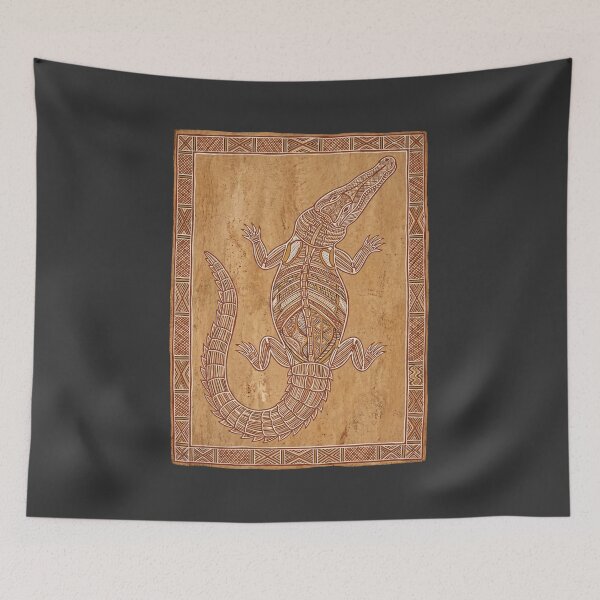 Item preview, Dreamtime Horror: Traditional Aboriginal X-Ray Saltwater Crocodile Print designed and sold by FreiherrPK.