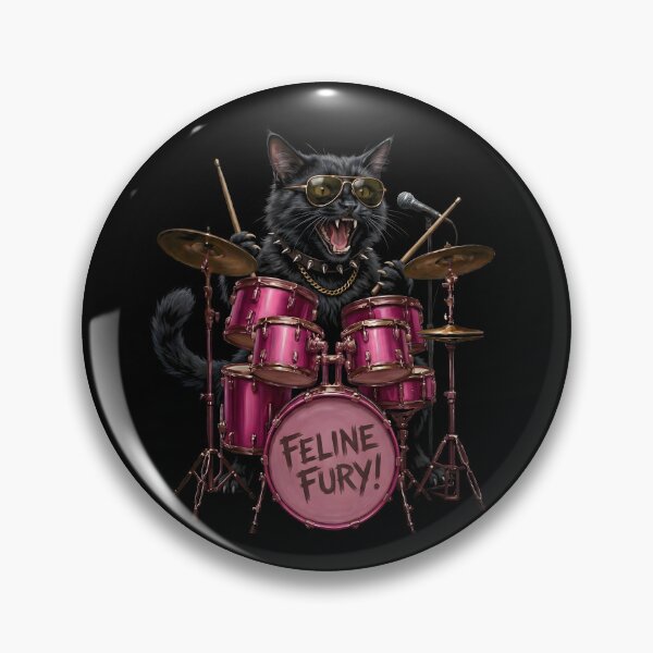 Item preview, Feline Fury Cat Drummer | Funny Black Cat Playing Drums | Gift for Cat Lovers and Drummers designed and sold by thoughtswear.