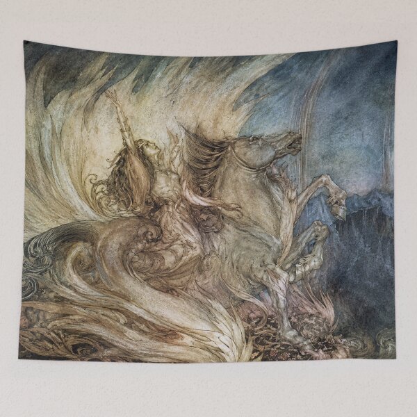 Item preview, Brunnhilde-grane by Arthur Rackham - Vintage Fantasy Illustration Winged Horse Art for Mythic Decor Lovers designed and sold by RickE.