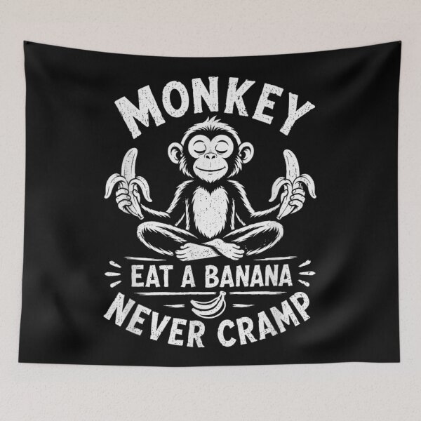 Item preview, Monkey Eat A Banana Never Cramp Funny Zen Meditating Chimp Design designed and sold by PhocoNibict.