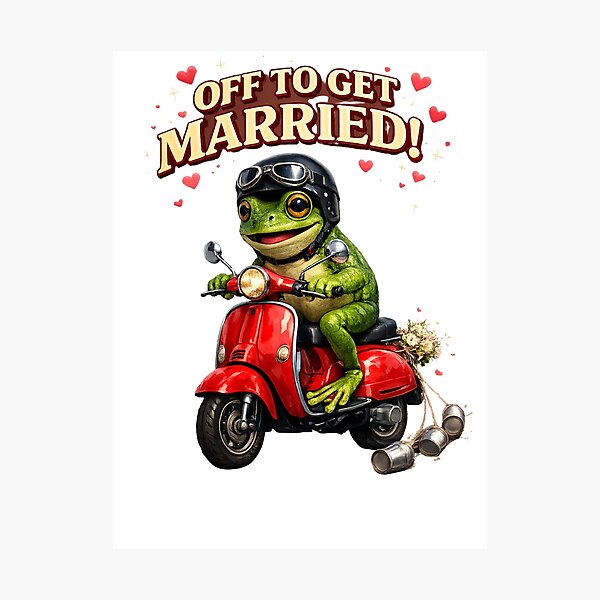 Item preview, Bride & Groom Frog Scooter Design | Funny Wedding Gift designed and sold by BlossomedGlow.
