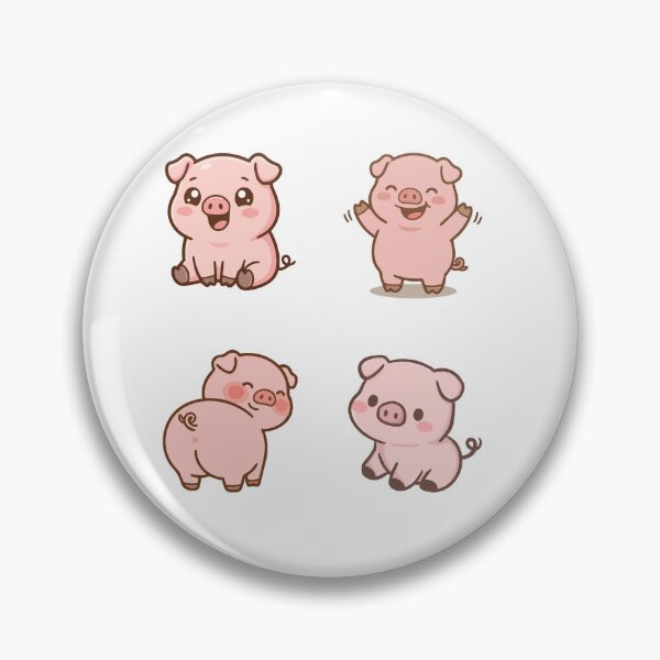 Item preview, Kawaii Happy Pink Pig Set  designed and sold by madebyjulia7.