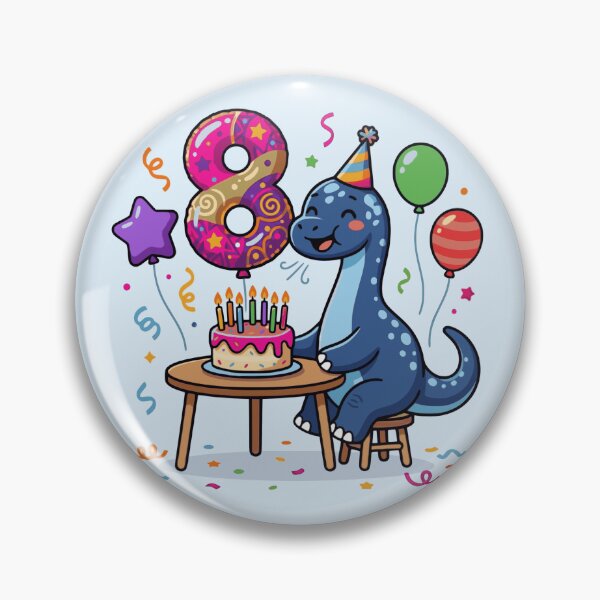 Item preview, 8th dino birthday blue long neck  designed and sold by Tronstell.