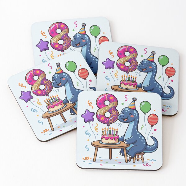 Item preview, 8th dino birthday blue long neck  designed and sold by Tronstell.