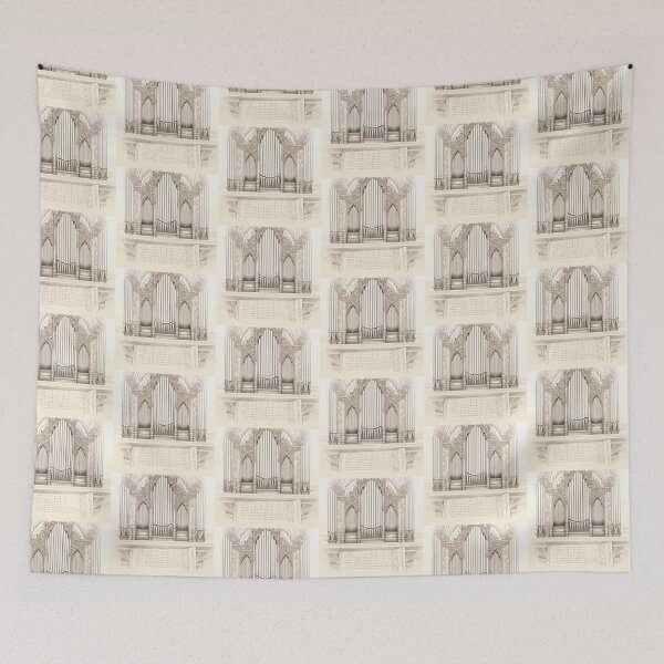 Item preview, Vintage Pipe Organ Sketch and Antique Sheet Music Illustration designed and sold by pinkal.