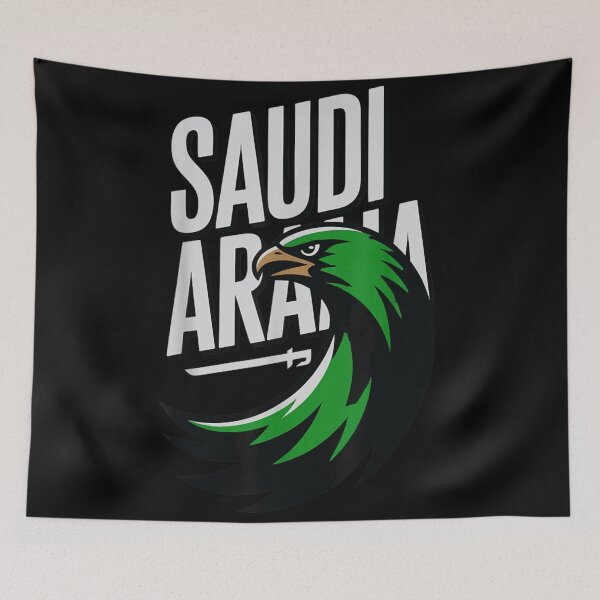 Item preview, Saudi Arabia Flag Colors Falcon National Symbol Distressed Bold Typography Design designed and sold by RuperDelois.