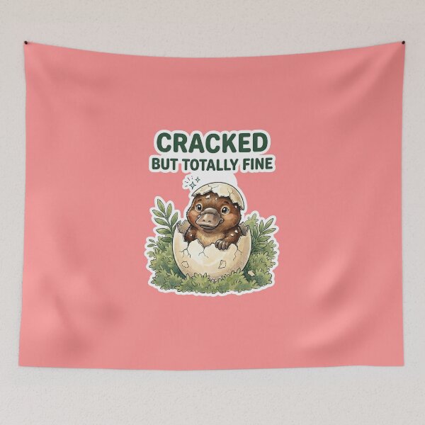 Item preview, Cracked But Totally Fine Cute Baby Platypus | Retro Egg Hatching Gen Z Sticker | Whimsical Animal Meme Art designed and sold by SergioMiklos.