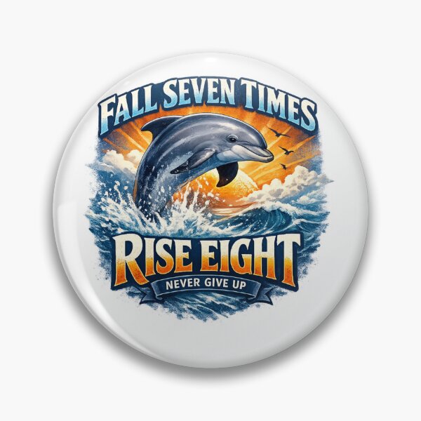 Item preview, Fall Seven Times Rise Eight Dolphin Motivation T-Shirt – Never Give Up Inspirational Design designed and sold by tupuedesmas.