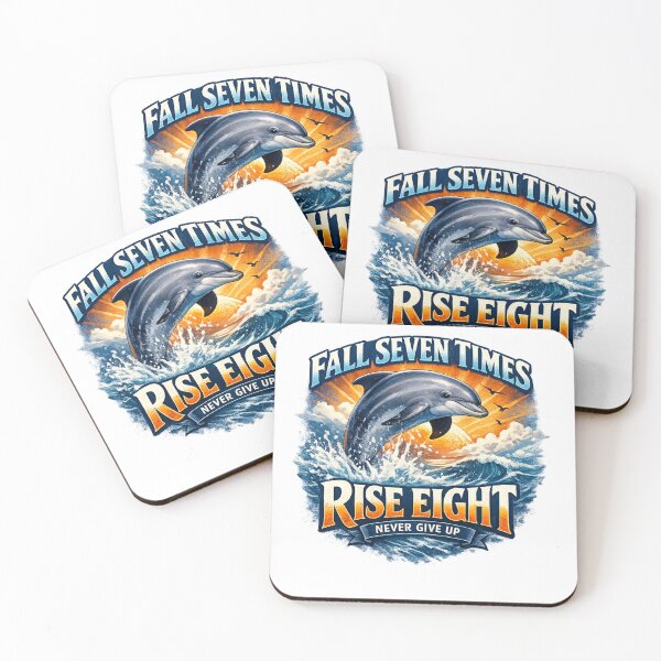 Item preview, Fall Seven Times Rise Eight Dolphin Motivation T-Shirt – Never Give Up Inspirational Design designed and sold by tupuedesmas.