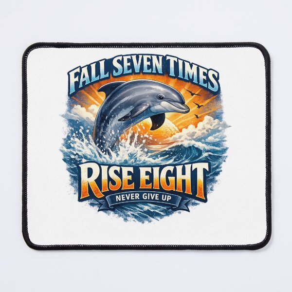 Item preview, Fall Seven Times Rise Eight Dolphin Motivation T-Shirt – Never Give Up Inspirational Design designed and sold by tupuedesmas.