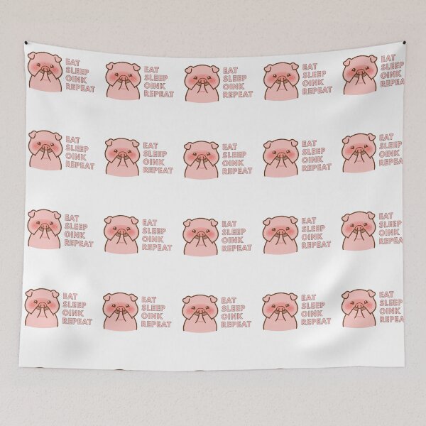 Item preview, Kawaii Happy Pink Pig - Eat Sleep Oink Repeat designed and sold by madebyjulia7.
