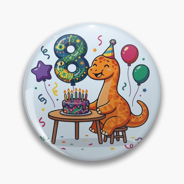 Item preview, 8th dino birthday orange long neck  designed and sold by Tronstell.