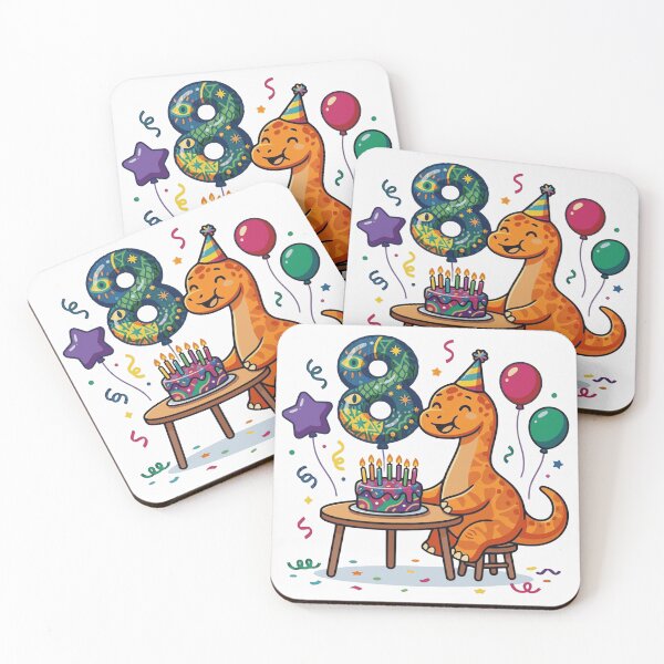 Item preview, 8th dino birthday orange long neck  designed and sold by Tronstell.