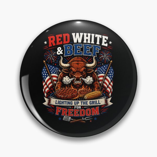 Item preview, Red White & Beef – Funny 4th of July BBQ Patriotic Bull Design designed and sold by Survizz.