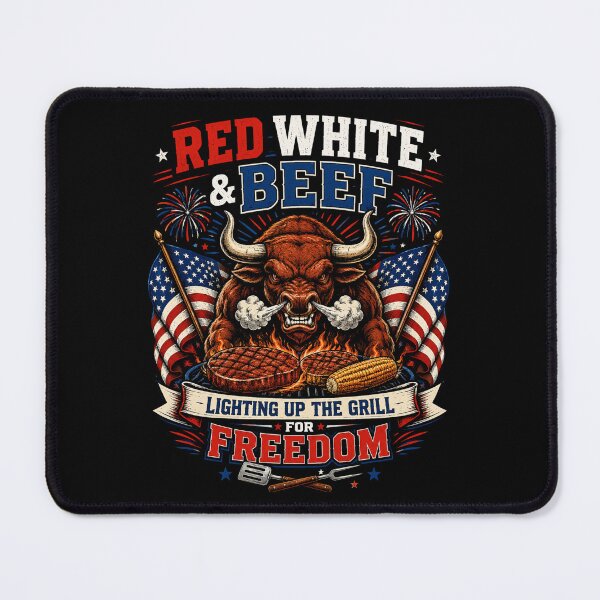 Item preview, Red White & Beef – Funny 4th of July BBQ Patriotic Bull Design designed and sold by Survizz.