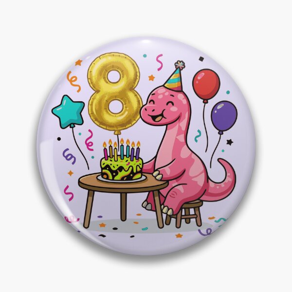 Item preview, 8th dino birthday pink long neck  designed and sold by Tronstell.
