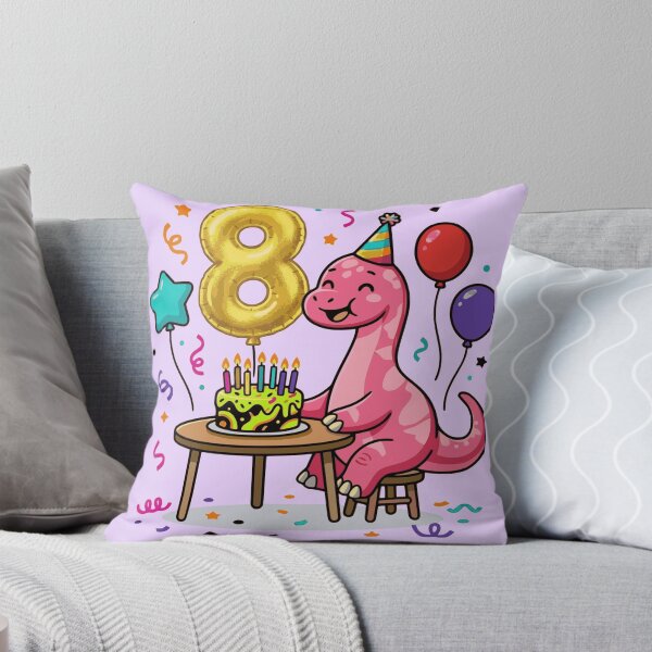 Item preview, 8th dino birthday pink long neck  designed and sold by Tronstell.