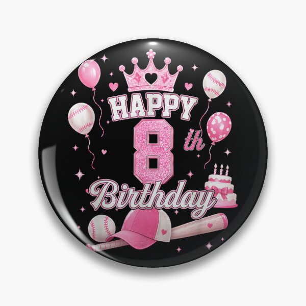 Item preview, Happy 8th Birthday Girl Princess Baseball Theme Pink Crown Cute Eight Years Old designed and sold by EricCotanori.