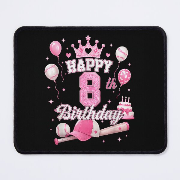 Item preview, Happy 8th Birthday Girl Princess Baseball Theme Pink Crown Cute Eight Years Old designed and sold by EricCotanori.