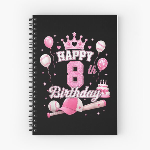 Item preview, Happy 8th Birthday Girl Princess Baseball Theme Pink Crown Cute Eight Years Old designed and sold by EricCotanori.