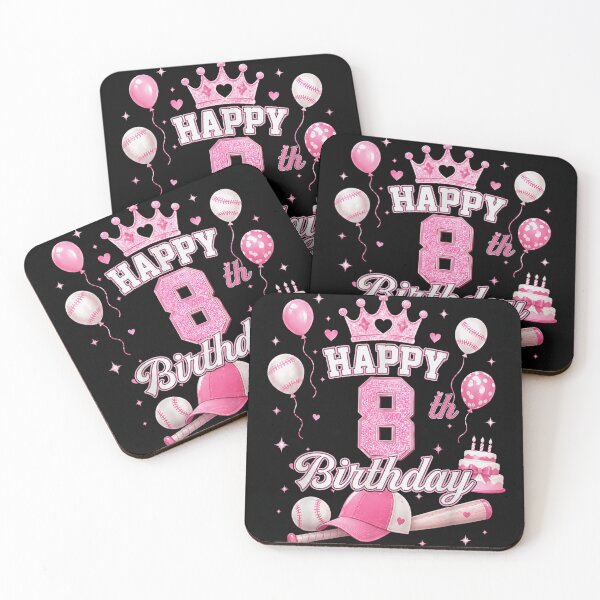 Item preview, Happy 8th Birthday Girl Princess Baseball Theme Pink Crown Cute Eight Years Old designed and sold by EricCotanori.