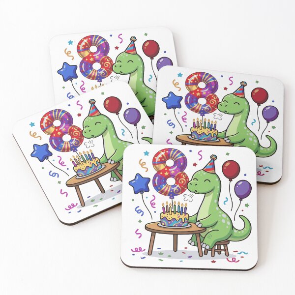 Item preview, 8th dino birthday green long neck  designed and sold by Tronstell.