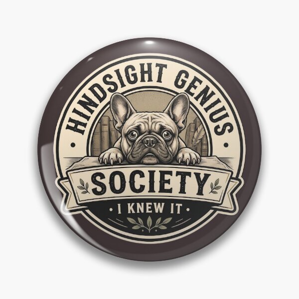 Item preview, Hindsight Genius Club T-Shirt - I Knew It French Bulldog Vintage Badge Logo Design  designed and sold by Halejo68.