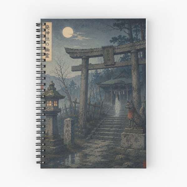 Item preview, Abandoned Shrine Ghost Ukiyo-e Art Print | Japanese Folklore Spirit | Haunted Shrine Landscape designed and sold by Vandy Fullam.