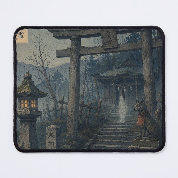 Item preview, Abandoned Shrine Ghost Ukiyo-e Art Print | Japanese Folklore Spirit | Haunted Shrine Landscape designed and sold by Vandy Fullam.