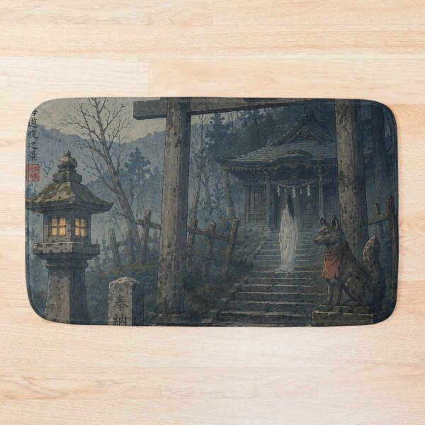 Item preview, Abandoned Shrine Ghost Ukiyo-e Art Print | Japanese Folklore Spirit | Haunted Shrine Landscape designed and sold by Vandy Fullam.