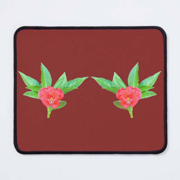 Item preview, Two red flowers and two fresh green leaves. designed and sold by MiMee4451.