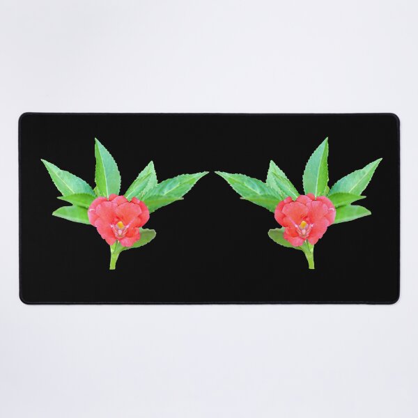 Item preview, Two red flowers and two fresh green leaves. designed and sold by MiMee4451.