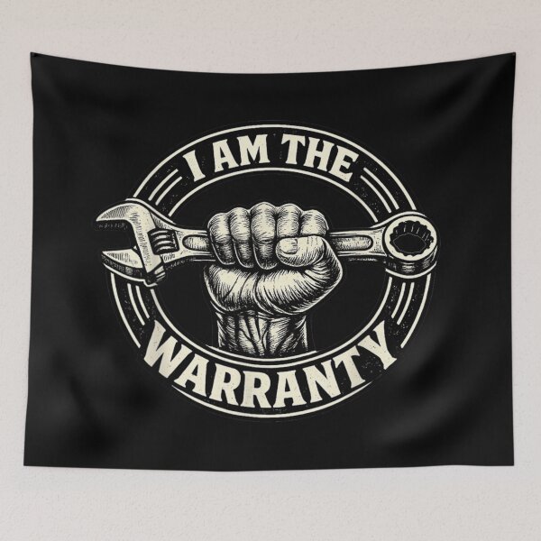 Item preview, I Am The Warranty Funny Mechanic Fist Holding Wrench Vintage Retro Logo designed and sold by LakenDraphil.