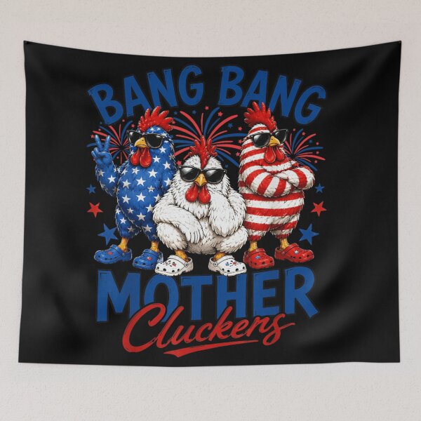 Item preview, Bang Bang Mother Cluckers Patriotic American Roosters 4th Of July Fireworks designed and sold by LakenDraphil.