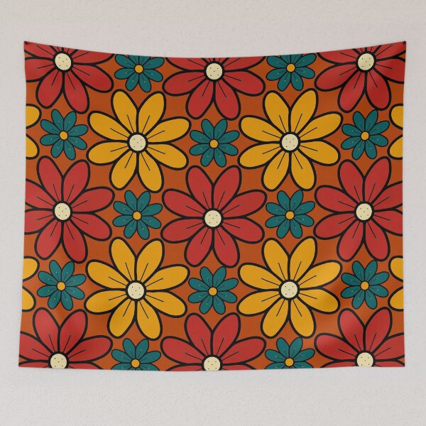 Item preview, Green, Red and Yellow Vintage Flowers Design 03 designed and sold by StefanStudioArt.