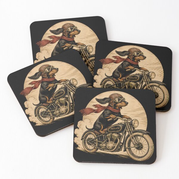 Item preview, Dachshund On A Vintage Motorcycle designed and sold by Funny Vintage Stickers And T-Shirts.