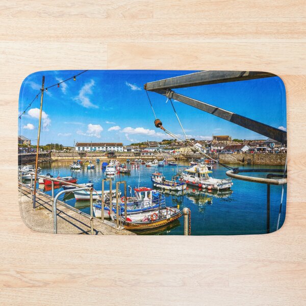 Item preview, Porthleven Harbour with Boats and Quayside Crane, Cornwall, England designed and sold by Paul Thompson Photography.