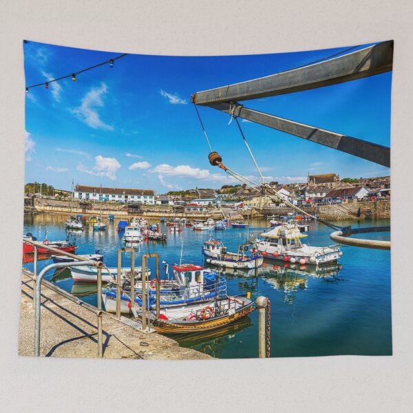Item preview, Porthleven Harbour with Boats and Quayside Crane, Cornwall, England designed and sold by Paul Thompson Photography.