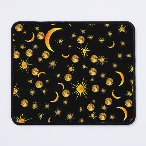 Item preview, Golden Moon Phases and Twinkling Stars Celestial Pattern designed and sold by FahdSpaceArt.