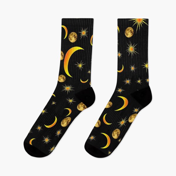 Item preview, Golden Moon Phases and Twinkling Stars Celestial Pattern designed and sold by FahdSpaceArt.