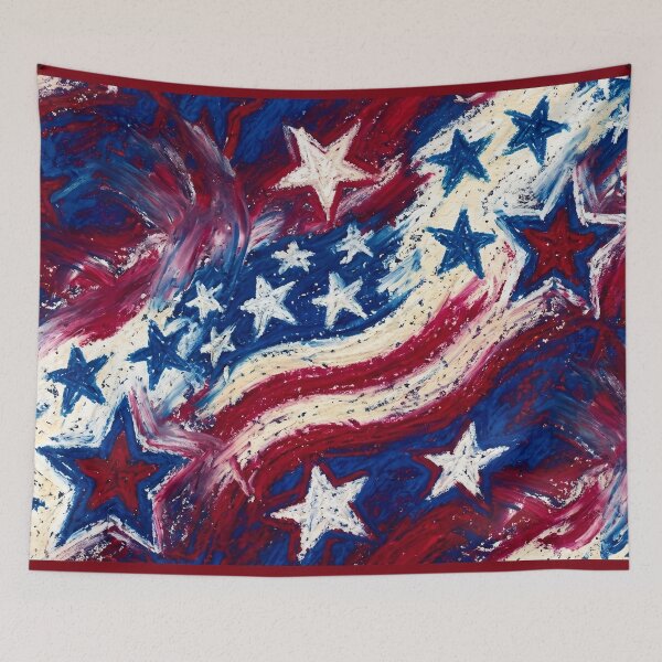 Item preview, Stars and Stripes Oil Pastel Doodle designed and sold by LibertyForge-Co.