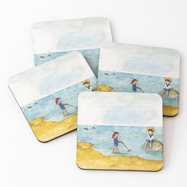 Item preview, Boys and girls on the seashore in 1885 designed and sold by TerryKerrImages.