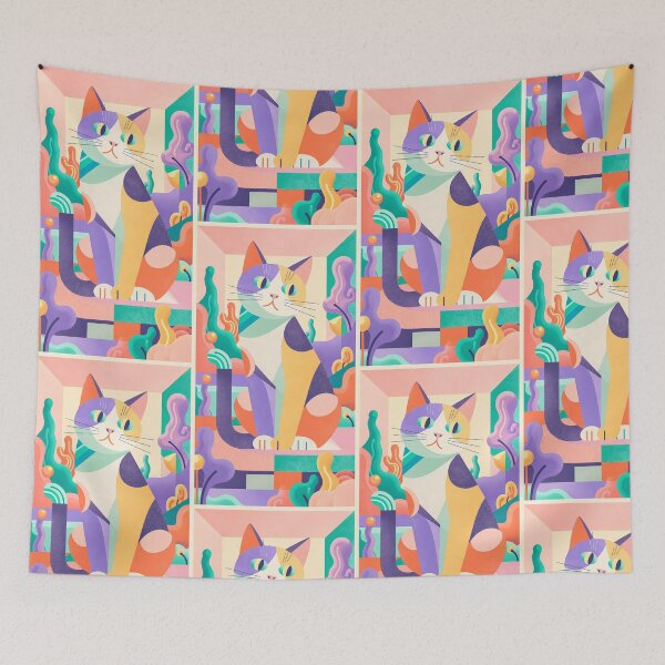 Item preview, Magic Cat in Pastel Geometric Forest designed and sold by Idealforme.