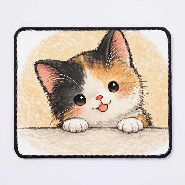 Item preview, Cute Calico Kitten Peeking Over Edge designed and sold by Ninejoe.