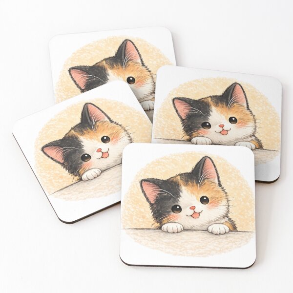 Item preview, Cute Calico Kitten Peeking Over Edge designed and sold by Ninejoe.